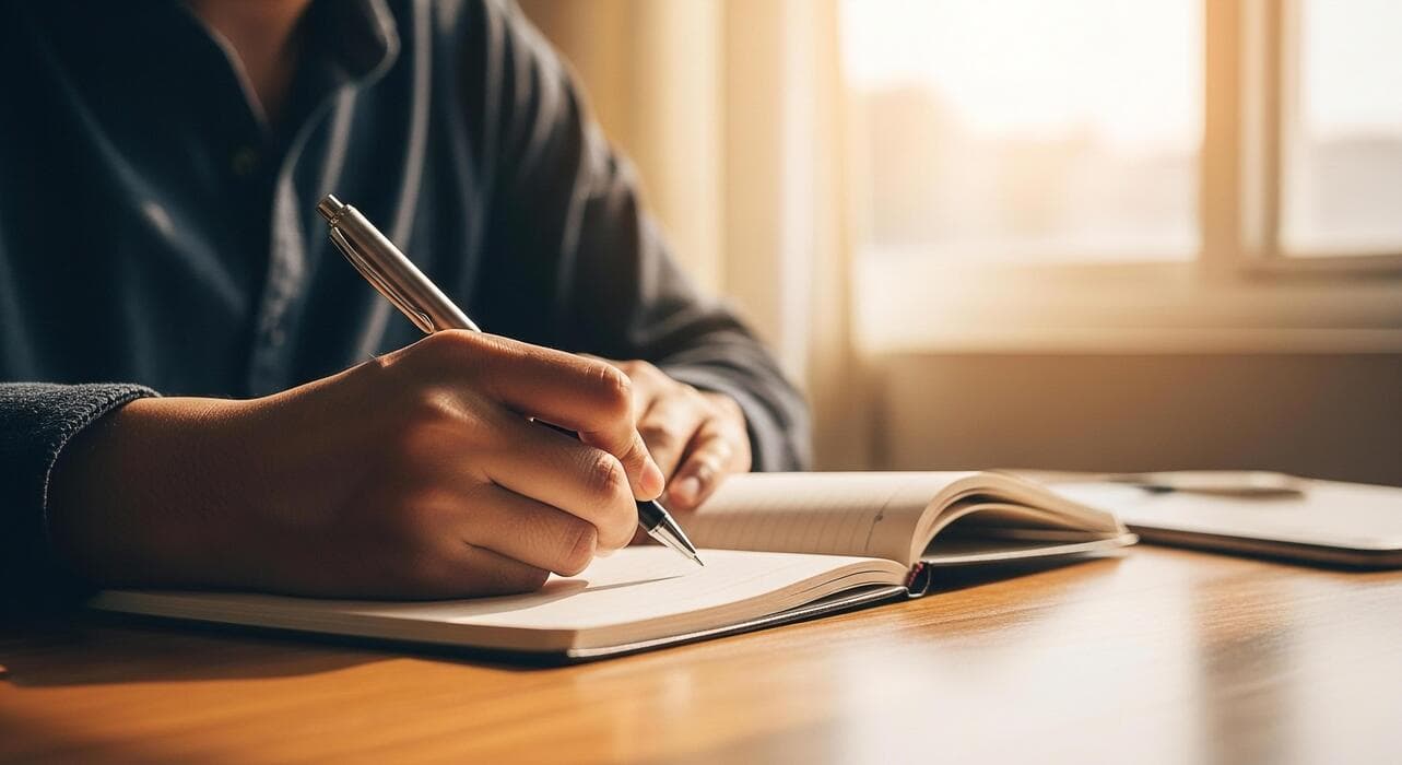 Estudante escrevendo